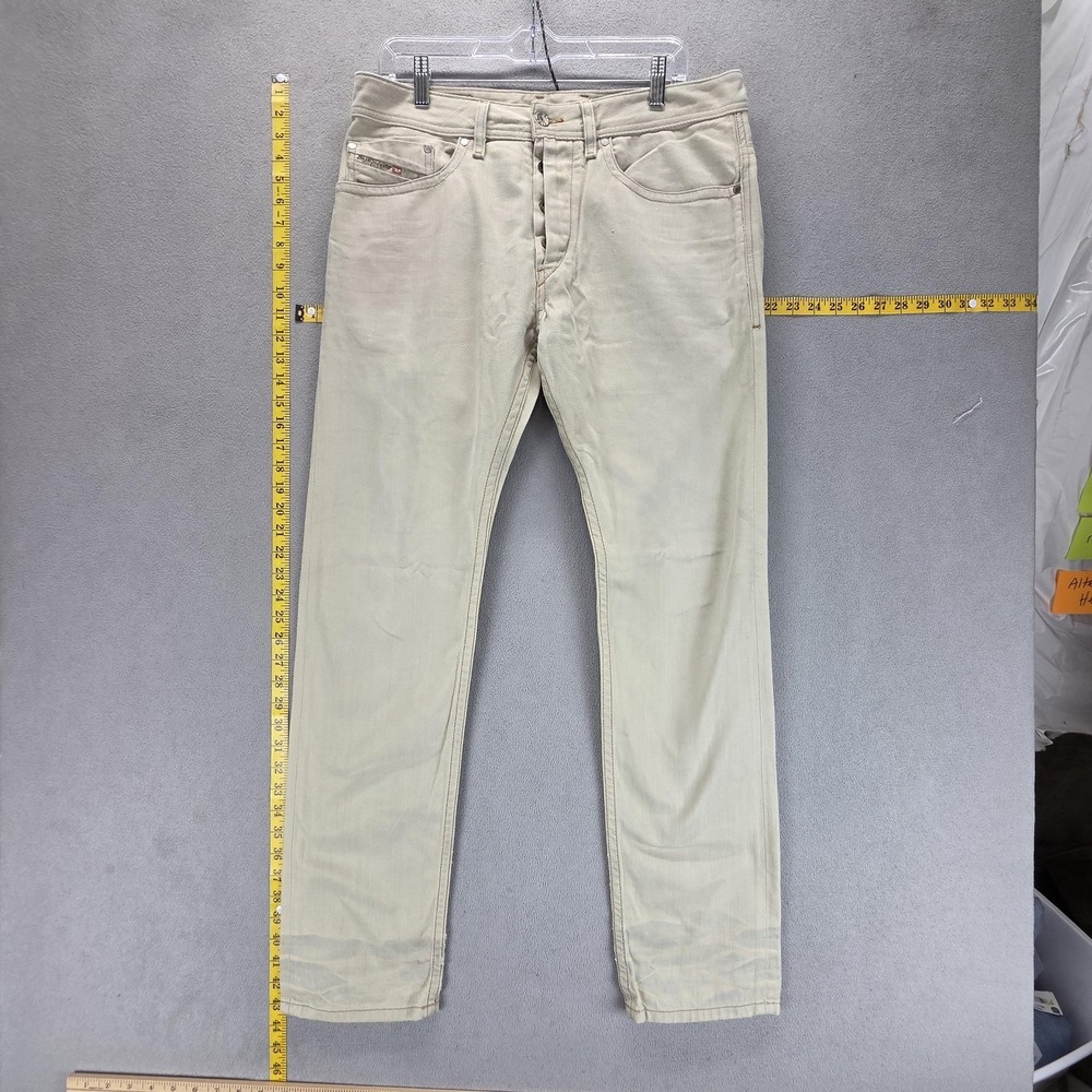Diesel Jeans Mens 32x32 Beige Braddom REgular Slim Carrot Button Fly 008QU